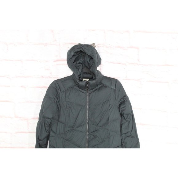 LL Bean Black Polyester Stretch Down Puffer Hooded Winter Coat Size XS - Picture 2 of 9